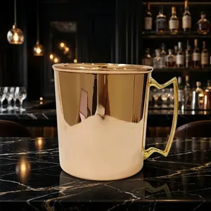 Chope à bière en cuivre massif avec poignée en laiton, réutilisable, pour bar moderne, idéale pour la maison, les fêtes, le camping, ou comme cadeau - Product Image 1