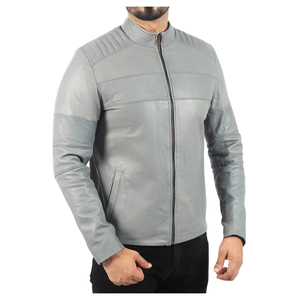 OEM Custom Branding Genuine Sheepskin <b>Leather</b> <b>Jacket</b> Men Winter <b>Retro</b> Style Long Sleeve Customizable Front Logo - Product Image 1