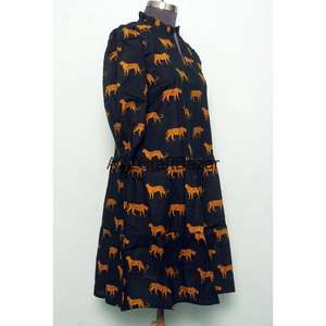 Vestido Mini Casual Coreano de Verano y Primavera para Mujer, Hecho a Mano con Tela de Punto 100% Algodón, Manga Larga, Cuello Redondo, Estampado Floral, Moderno y Holgado - Product Image 4