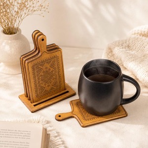 Classic Eco-Friendly Round Acacia <b>Wood</b> <b>Coaster</b> for Coffee Tea Mugs Custom Logo Table Decor Drink Mats - Product Image 5