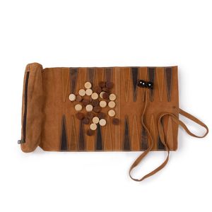 Jeu de backgammon de luxe en daim, portable, avec pièces en bois et dés, compact et léger, idéal pour les voyages - Product Image 3