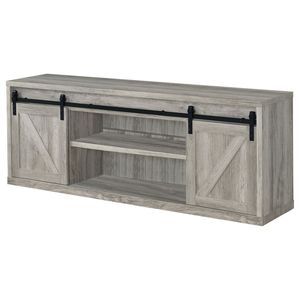 2-Door Grey Driftwood Engineered Wood <b>TV</b> <b>Stand</b> - Product Image 3