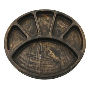 Plato redondo de madera de acacia dividido con 6 secciones, plato de comida ecológico para niños, bandeja de madera sostenible para servir aperitivos para niños - Product Image 1