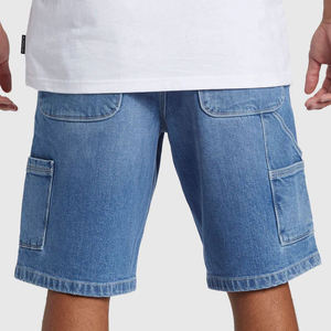 Shorts cargo en jean pour homme, taille mi-haute, fermeture boutonnée, style décontracté, 100 % coton tissé, respirant, couleur unie, coupe Bermuda - Product Image 6