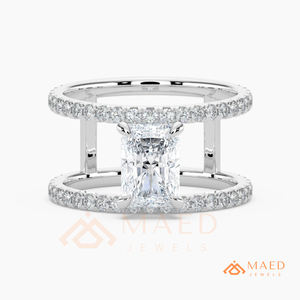 Moissanite <b>Open</b> Band <b>Ring</b> for Women Silver Tone Engagement Wedding Anniversary Jewelry Elegant Daily Wear Style - Product Image 6