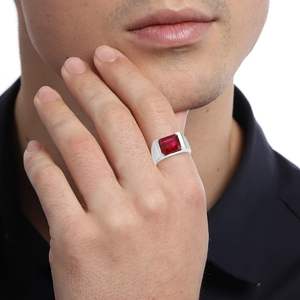 แหวนพลอยทับทิมสีแดง แหวนเงินแท้ 925 สำหรับเดือนกรกฎาคม ของขวัญสำหรับเพื่อนในโอกาสแต่งงาน งานหมั้น วันครบรอบ หรืองานเลี้ยง - Product Image 4