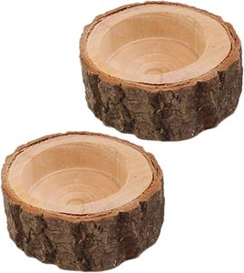 Juego de 4 portavelas para velas de té con forma de tronco de árbol, decoración con temática forestal, estilo rústico y acogedor para cabina. - Product Image 6