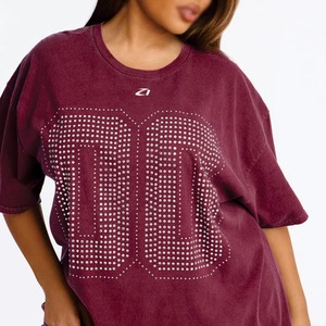 Durable Reasonable Price New Fashion Women Rhinestone T-Shirt Summer Breathable Quick Dry High Quality Anti-Bacterial Top - Product Image 3