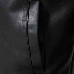Chaqueta de cuero para hombre, nueva tendencia de moda, primavera y otoño, cuello alto, cómoda, ajustada, elegante, juvenil. - Product Image 3