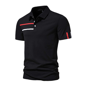 Polo de manga corta con rayas blancas 100% algodón de punto sencillo para hombre - Estilo versátil para uso casual a semi-formal - Product Image 4