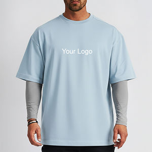 T-shirt Homme Personnalisé Uni Épais Oversize Superposé Manches Classiques Streetwear Anti-boulochage Respirant 400g Spandex/Coton - Product Image 5