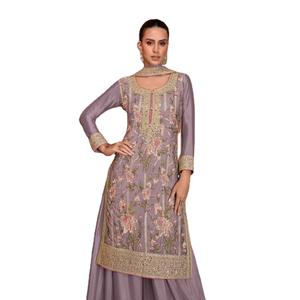 ชุดชาราร่า เลเฮนกา 3 ชิ้น พรีเมียม ปักลายดอกไม้ ซัลวาร์ คามีซ ทรงเข้ารูปสำหรับฤดูหนาว เหมาะสำหรับงานปาร์ตี้ งานเทศกาล งานแต่งงาน สไตล์ทันสมัย แบบดั้งเดิม - Product Image 1
