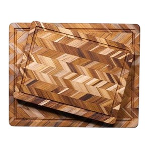 Tabla de Cortar Rectangular de Madera Maciza de Alta Calidad con Diseño de Espiga, Bandeja para Cortar y Servir con Asas Laterales - Product Image 2