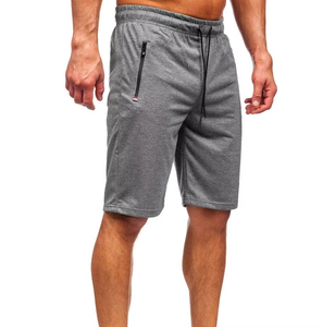 Shorts Bermuda en coton gris uni pour homme, taille élastique, décontractés, tricotés, respirants, avec cordon de serrage, shorts de basket-ball pour homme - Product Image 1