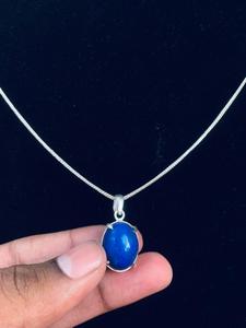 Collar Ovalado Azul Intenso con Colgante de Piedra, Joyería de Plata Alemana, Regalo para Mujer, Gema Azul de Alta Calidad, Hecho a Mano, Venta al por Mayor - Product Image 1