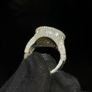 Anillo de compromiso de plata de ley 925 con moissanita baguette de moda para hombre, chapado en rodio, estilo hip hop, regalos de aniversario, anillos Bustdown - Product Image 4