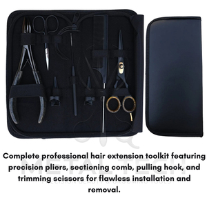 Good Supplier OEM ODM Service Best Seller Wholesale Rate Heavy-Duty Stainless Steel Matte Black Hair Extension Stylist <b>Tool</b> Kit - Product Image 4