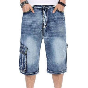 Pantalones Cortos Cargo de Mezclilla Azul Casual para Hombre, Diseño con Múltiples Bolsillos y Rayas, Personalizados, 100% Algodón, Venta al Por Mayor de Fábrica - Product Image 1