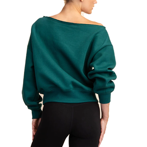 Sweat-shirt en laine écologique vert forêt pour femme, coupe oversize, col rond, ultra doux, style streetwear, personnalisable avec logo - Product Image 2