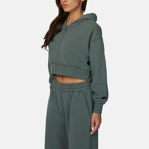 Sudadera con capucha para mujer 2026, de invierno, gruesa, estilo urbano, personalizada, precio de fábrica al por mayor, diseño con cremallera completa y cordón ajustable - Product Image 2