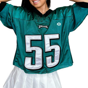 Camiseta Deportiva Verde para Mujer, Estilo Urbano, Malla Transpirable, Bordado de Número Personalizado, para Fútbol Americano, Marca Privada OEM - Product Image 2