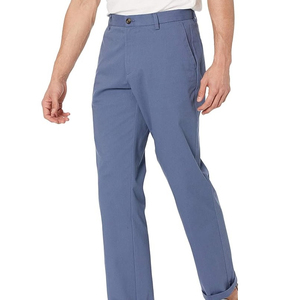Pantalon chino bleu pour homme, coupe droite, taille mi-haute, fermeture boutonnée, tissu tissé, style printemps, décontracté chic - Product Image 5