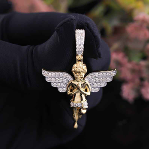 Pendentif lettre de luxe en moissanite et diamant, collier initial en argent serti de pierres, bijoux de déclaration hip-hop - Product Image 1
