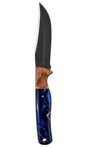 Handcrafted Dark Powder Finish Fixed Utility <b>Tool</b> with <b>Wood</b> Blue Swirl Resin Handle Outdoor Display - Product Image 3