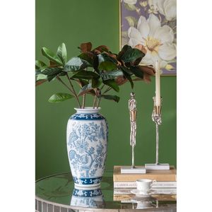 Elegant Floral Design 21.5x21.5x25\" Round <b>Console</b> <b>Table</b> with Mirrored <b>Silver</b> Finish - Product Image 4