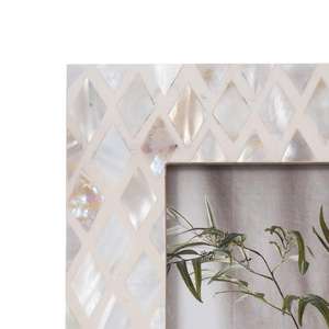 Handcrafted Bone Diamond Lattice Photo <b>Frame</b> <b>with</b> Wall <b>Mount</b> and Vertical Orientation - Product Image 1