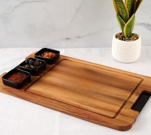 GAM Juego de 4 Bandejas de Servir Portátiles de Madera de Grado Comercial - Diseño Rústico Ecológico para Catering y Regalos de Inauguración de Casa - Product Image 1