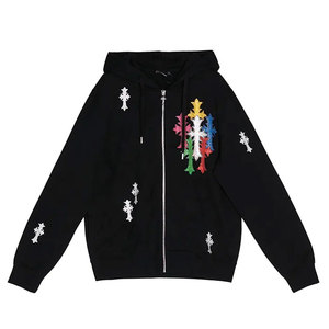บริการ OEM ขั้นต่ำสั่งซื้อน้อย เสื้อฮู้ดดี้ผู้ชายแบบมีริ้นสโตน ระบายอากาศได้ดี ดีไซน์ล่าสุด ขายดีที่สุด สำหรับขายออนไลน์ - Product Image 1