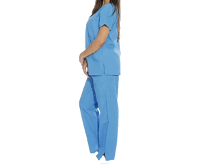 Tenue médicale pour femmes, ensemble bleu, coton et polyester, pantalon et haut, directement de l'usine. - Product Image 2