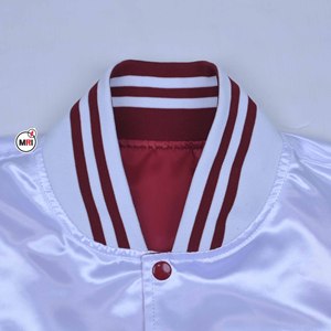 White Varsity <b>Jacket</b> Men's Embroidered State Design Regular Fit Casual Style Turn-down Collar Polyester Material Breathable - Product Image 5