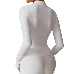 Haut d'entraînement de gymnastique de sport demi-fermeture éclair pour femmes XL chemise de Yoga à motif solide pour l'automne hiver Logo sur la taille tenue de Sport de Fitness féminin - Product Image 1