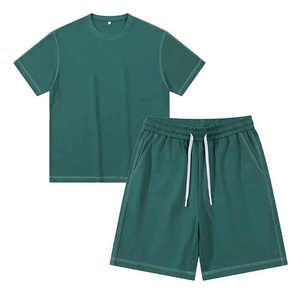 High Quality Men's Summer Solid Breathable Quick Dry Plus Size Two-Piece Polyester/Cotton High Street Style Shorts <b>Set</b> Twin 2026 - Product Image 1