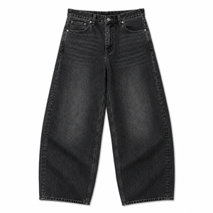 Jeans Anchos StreetFlow Dark para Hombre, Corte Holgado, Algodón, Denim, Pierna Ancha, Cintura Media, Estilo Vintage, Transpirables, Resistentes al Viento - Product Image 2