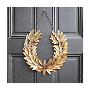 Artistic Metal Wreath with Intricate Leaf Design for <b>Front</b> <b>Door</b> Wall Hanging and Elegant Home <b>Decoration</b> - Product Image 6