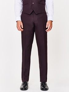 Traje de Tres Piezas para Hombre, Color Morado Oscuro, Lana y Poliéster, Corte Regular, Cuello de Solapa, Antiarrugas, Estilo Ejecutivo - Product Image 4