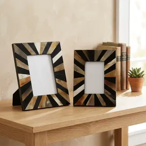 Handcrafted Agate Quartz Marble Sunburst Photo <b>Frame</b> Natural Stone Tabletop Decorative Picture Display Luxury Home Office Gift - Product Image 5