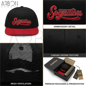 Gorra Snapback con Bordado 3D Sognatore, Gorra Trucker Premium Negra y Roja, Estilo Bicolor, Ropa Urbana, Venta al Por Mayor - Product Image 5