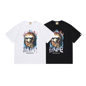 T-shirt pour homme, imprimé bouche de requin noir, fermeture éclair, décontracté, manches courtes, 100% coton - Product Image 4