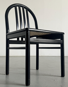Nuevas sillas de comedor vintage de mediados de siglo, modernas, de alta calidad, en madera lacada negra y mimbre, al por mayor. - Product Image 2
