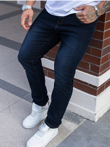 Jeans en denim classiques pour hommes TRIBON SPORTS, coupe régulière, coton confortable, écologiques, déchirés, style streetwear, bleu - Product Image 3