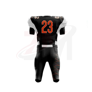 Ensemble d'uniformes de football américain noir et orange, impression par sublimation, polyester respirant, équipement d'équipe pour hommes adultes - Product Image 3