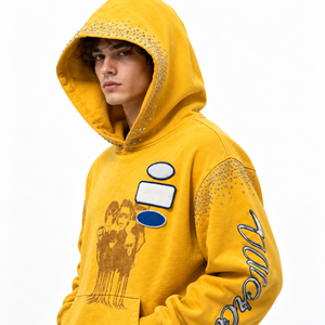Sweat à capuche graphique en strass pour homme, coupe oversize, style streetwear vintage, pull personnalisé avec logo, marque privée, fabricant de vêtements en gros - Product Image 2