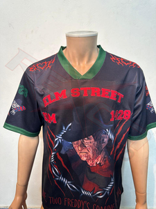 Camiseta de Fútbol con Cuello en V Sublimada de Freddy Krueger de Elm Street, Unisex, Transpirable, de Malla, Manga Corta, Ecológica, de Secado Rápido, para Toda Temporada - Product Image 2