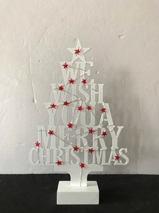 <b>Christmas</b> <b>Tree</b> Decor <b>Standing</b> Pine Shape Red Glitter Star Top Tabletop Indoor Display - Product Image 4