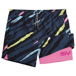 กางเกงขาสั้นออกกำลังกายผู้ชายแฟชั่น 2 in 1 ผ้าเนื้อบางเบา พิมพ์ลายแบบ Sublimation ป้องกันการหดตัว มีกระเป๋าหน้าและหลัง - Product Image 1