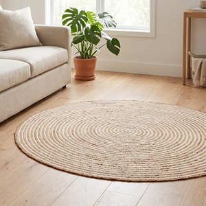 Tapis rond en jute de luxe avec bordure tressée artisanale pour collections d'intérieur haut de gamme - Product Image 2